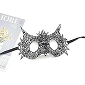 abordables accessoires de photomaton-Masque de fête en dentelle pour adultes, 10 pièces, demi-visage, boule masquée, accessoires d&#039;halloween pour femmes, masque pour les yeux amusant noir