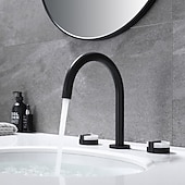 abordables Robinets de lavabo-Robinet lavabo - Séparé Plaqué Diffusion large Deux poignées trois trousBath Taps
