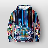 billiga Pojkens 3D Vision &amp; Geometri-Pojkar 3D Geometrisk Huvtröja Pullover Långärmad 3D-tryck Vår Höst Mode Streetwear Häftig Barn 3-12 år Huva Utomhus Ledigt Dagligen Normal
