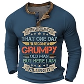Men's Long Sleeve T-Shirt: Funny Grumpy Old Man 'Killing It' Lifestyle Graphic Tee4