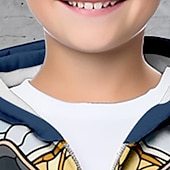 billiga Pojkens 3D-djur-Pojkar 3D Varg Huvtröja Kappa Ytterkläder Långärmad Höst Vinter Aktiv Streetwear Häftig Polyester Barn 3-12 år Blixtlås Gata Dagligen Normal