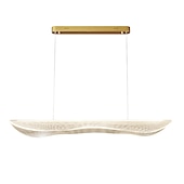 cheap Line Design-Kitchen Island Pendant Light, Ultra-Thin Acrylic Hanging Light Fixture, Gold Metal Suspension Lamp, Modern 40W LED Pendant Lamps, Simple Dining Room Long Chandelier Dimmable with Remote Control