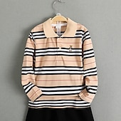billiga T-shirts och skjortor för pojkar-Barn Pojkar T-shirt Tee Tecknat Rand Långärmad Knapp Bomull Barn Top Skola Förtjusande Dagligen Vår Höst GUCI långärmade tjocka ränder 7-13 år
