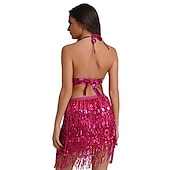 abordables Costumes de danse-Femme Danseur Danse du ventre Danse Spectacle Costume de danse du ventre Robe de boîte de nuit Brille &amp; Scintille Polyester Argent Bleu Clair Noir Haut Jupe