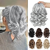 cheap Ponytails-Short Ponytail Extension10 inch Wavy Drawstring Ponytail with Clip in Hairpieces Synthetic Short Drawstring Pony Tail for Women