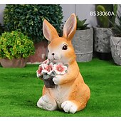 economico Luci paesaggistiche-luce da giardino con fiori di coniglio con ornamento solare, luce da giardino con gatto carino per decorazioni da giardinaggio, luce d&#039;ingresso divertente, statua da giardino solare con statuetta di coniglio da giardino