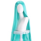 abordables Perruques d&amp;#39;anime-perruque synthétique droite partie médiane perruque faite à la machine longue a1 a2 a3 a4 a5 cheveux synthétiques femmes cosplay doux fête rose rouge noir perruques de carnaval
