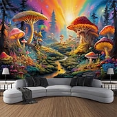 billiga Blacklight tapestries-blacklight gobeläng uv reaktiv glöd i mörkret glöd fest neon svamp väg landskap psykedelisk trippy dimmigt hängande gobeläng väggkonst väggmålning för att leva