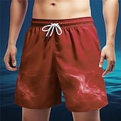 お買い得  オーシャンプリント-男性用 勾配 海洋 スイムショーツ ボードショーツ スイミングトランクス ミディアムウエスト ハワイアン カジュアル 祝日 ビーチ ドローストリング メッシュ裏地付き 弾性ウエスト デザイナー 衣類