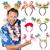 billige photobooth rekvisitter-instagram sommertema flamingo pannebånd pryder coconut tree beach hawaiian pannebånd