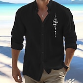 Herr Skjorta Strandskjorta Knapp upp skjorta symbol Utomhus Semester Svart Vit Rodnande Rosa Grön Långärmad Kinakrage Vår & Höst Kläder Mönster billiga Semester-Herr Skjorta Strandskjorta Knapp upp skjorta symbol Utomhus Semester Svart Vit Rodnande Rosa Grön Långärmad Kinakrage Vår & Höst Kläder Mönster