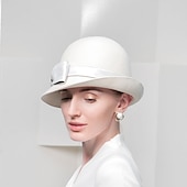 olcso Partikalapok-kalapok 100% gyapjú kalap fedora sapka esküvő ünnep elegáns esküvő csípős toldású fejfedővel