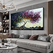 cheap Floral/Botanical Paintings-Handmade Oil Painting Canvas Wall Art Decor Original life Tree Abstract Landscape Painting for Home Decor With Stretched Frame/Without Inner Frame Painting