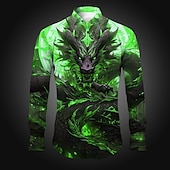 abordables Motif Animal-Homme Dragon Chemise Chemise boutonnée manche longue Abstrait Usage quotidien Sortie Printemps été Col rabattu Imprimer Bouton bas Rouge Pourpre Bleu Vert foncé Violet