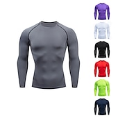 preiswerte Aktive T-Shirts und Tanktops für Herren-Herren Fitnessstudio-Shirt Sport-T-Shirt Rundhalsausschnitt Langarm Sport &amp; Natur Fitness Fitnessstudio Weich Glatt Schwarz Weiß Sportkleidung Modisch Sport