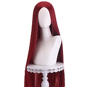 abordables Perruques d&amp;#39;anime-perruque synthétique droite partie médiane perruque faite à la machine longue a1 a2 a3 a4 a5 cheveux synthétiques femmes cosplay doux fête rose rouge noir perruques de carnaval