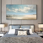 cheap Landscape Paintings-Handmade Oil Painting Canvas Wall Art Decor Original Blue Sky Abstract Scenery Painting for Home Decor With Stretched Frame/Without Inner Frame Painting