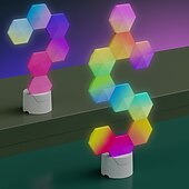 Недорогие Умный ночной свет-Смарт-LED светильник Tuya/Bluetooth RGB Квантовые соты настенные светильники 6/10 пакетов гексагональных светодиодов USB-зарядка атмосфера для киберспорта с управлением через приложение и звуком для
