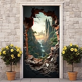 Недорогие Дверные чехлы-водопад пещера дверные покрытия фреска декор дверной гобелен дверной занавес украшение фон дверной баннер съемный для входной двери в помещении и на открытом воздухе украшение дома комнаты декор