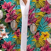 abordables Imprimé Floral-Homme Floral Fleurs tropicales Chemise Chemise hawaïenne Chemise Aloha Manche Courte Chemise Col rabattu Décontractées Extérieur Plein Air Casual Quotidien Rose Claire Marine foncé Bleu S M L