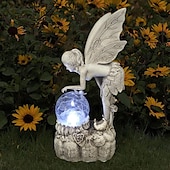 cheap Landscape Lights-Flower Fairy Statue Illuminates Girl Decoration Outdoor Garden Courtyard Angel Fairy Solar Light