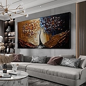 cheap Floral/Botanical Paintings-Handmade Oil Painting Canvas Wall Art Decor Original life Tree Abstract Landscape Painting for Home Decor With Stretched Frame/Without Inner Frame Painting