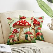 cheap Floral &amp; Plants Style-1PC Mushroom Double Double Side Pillow Cover Soft Decorative Square Cushion Case Pillowcase for Bedroom Livingroom Sofa Couch Chair