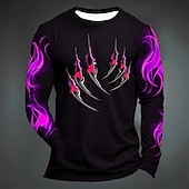 abordables hueso del cráneo-Hombre Graphic Fuego Pata Camiseta Manga Larga Camiseta Impresión 3D Cuello Barco Camisa Moda Design Casual Deporte Festivos Noche Negro Amarillo Verde Oscuro Primavera &amp; Otoño Ropa S M L XL 2XL 3XL