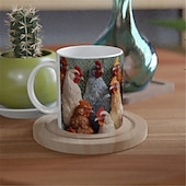 Недорогие Необычные чашки и стаканы-3d кружка с цветами курицы, дизайн кружки на 11 унций, 3d кружка с сублимацией фермы, обертка для кружки с курицей, кружка с цветком петуха