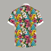 abordables Imprimé Floral-Homme Floral Fleurs tropicales Chemise Chemise hawaïenne Chemise Aloha Manche Courte Chemise Col rabattu Décontractées Extérieur Plein Air Casual Quotidien Rose Claire Marine foncé Bleu S M L