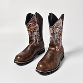 abordables Cowboy y botas occidentales-Hombre Botas Botas cowboy Vintage Clásico Exterior PU Color de árbol grande Marrón Invierno