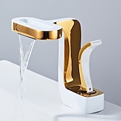 abordables Robinets de lavabo-Robinet lavabo - Jet pluie Plaqué Set de centre Mitigeur un trouBath Taps