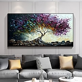 cheap Floral/Botanical Paintings-Handmade Oil Painting Canvas Wall Art Decor Original life Tree Abstract Landscape Painting for Home Decor With Stretched Frame/Without Inner Frame Painting