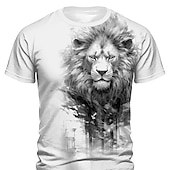 cheap Animal Print T shirts-Men&#039;s Graphic Animal Lion T shirt Short Sleeve T shirt 3D Print Crew Neck Shirt Daily Designer Retro Vintage Sports Outdoor Holiday Going out Blue Red Green Spring &amp; Summer Clothing Apparel S M L XL