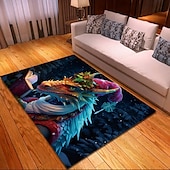 preiswerte Blacklight Teppiche-Schwarzlicht-Teppich, UV-reaktiver, im Dunkeln leuchtender Teppich, Küchenmatte, rutschfeste, ölbeständige Trippy Dragon-Bodenmatte, Wohnzimmerteppich, Innen- und Außenmatte, Schlafzimmerdekoration,