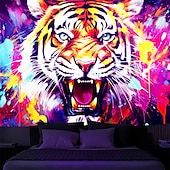 billige Blacklight -billedvev-blacklight billedvev uv reaktiv glød i mørket glød party neon tiger dyr psykedelisk trippy tåkete hengende billedvev veggkunst veggmaleri for stue soverom