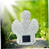 billige Landskapslys-hageengel staty, engle fe statuett med solenergi lys, hage harpiks engel figurer ornament engle dekorasjon for plen kirkegård minnegaver, skytsengel hage statuette-jente