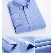 economico camicie oxford da uomo-Per uomo Camicia Camicie Camicia Oxford Color Block Ufficio e carriera Ricevimento di matrimonio Bianco Giallo Blu marino Blu Manica lunga Bavero Primavera &amp; Autunno Abbigliamento Splice