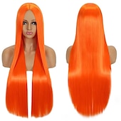 levne Párty paruky-Syntetická paruka Rovná střední část Strojně vyrobená paruka Dlouhá A1 A2 A3 A4 A5 Syntetické vlasy Ženské Cosplay Měkká párty blond růžová červená Halloween paruky