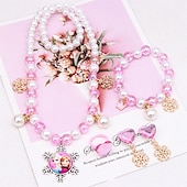 abordables Accesorios usables-Conjunto de pulsera y collar de perlas para niños, collar de unicornio, accesorios para niñas y bebés, collar para niños