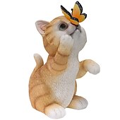 economico Luci paesaggistiche-luce da giardino con fiori di coniglio con ornamento solare, luce da giardino con gatto carino per decorazioni da giardinaggio, luce d&#039;ingresso divertente, statua da giardino solare con statuetta di coniglio da giardino