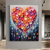 baratos Pinturas Florais/Botânicas-Pintura a óleo artesanal em tela, arte de parede, decoração original, colorida, amor para decoração de casa, com moldura esticada, sem pintura de moldura interna
