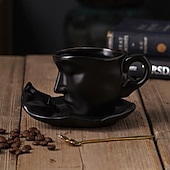 cheap Mugs &amp; Cups-Unique Face Shaped Water Cup With Saucer, Creative Coffee Cup Set, Microwave And Dishwasher Safe