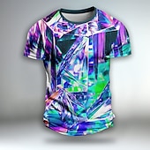 お買い得  3D Tシャツ-男性用 グラフィック 3D印刷 幾何学的な 視覚詐欺 半袖 Tシャツ 3Dプリント クルーネック シャツ 日常 デザイナー アーティスティック パーティー カジュアル 祝日 ライトグリーン バーガンディー ライトパープル 春夏 衣類 標準 S M L XL XXL XXXL