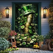 preiswerte Urlaubsteppiche-St. Patrick's Day Türabdeckungen, Türteppich, Türvorhang, Dekoration, Hintergrund, Türbanner für Haustür, Bauernhaus, Urlaub, Party, Dekorationszubehör