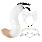 billige Bærbare tilbehør-håndlaget imitasjon katt øre hår bøyle reve hale tilbehør anime dyr øre dyr hale dress krage hår klips