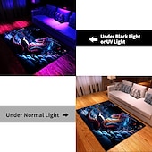preiswerte Blacklight Teppiche-Schwarzlicht-Teppich, UV-reaktiver, im Dunkeln leuchtender Teppich, Küchenmatte, rutschfeste, ölbeständige Trippy Dragon-Bodenmatte, Wohnzimmerteppich, Innen- und Außenmatte, Schlafzimmerdekoration,