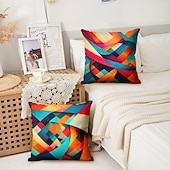 Недорогие геометрический стиль-1 штук Лён Наволочка, Геометрический принт Современное Удобная обувь Квадратный традиционный классический
