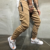 cheap Cargo Pants-Men&#039;s Cargo Pants Trousers Track Pants Jogging Pants Outdoor Athleisure Daily Sports Soft Comfortable Pocket Drawstring Elastic Waist Plain Full Length Fashion Casual Activewear Black Khaki