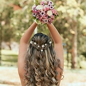 baratos Acessórios de penteados-18 peças de pinos de cabelo de pérola de casamento em forma de u barrette casamento vintage pérola strass pinos de cabelo acessórios para noivas mulheres dama de honra